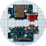Шлейф Samsung Galaxy S23 S911B з роз'ємами зарядки та Sim-карти з мікрофоном - нижня плата Original Quality