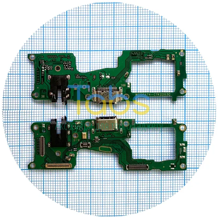 Шлейф Oppo A74 4G, A94 5G, A95 5G з роз'ємами зарядки, навушників та мікрофоном - нижня плата High Quality - зображення 1