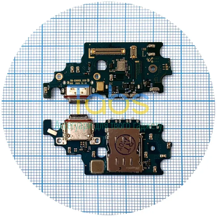 Шлейф Samsung Galaxy S21 Plus 5G G996B з роз'ємами зарядки та Sim-карти з мікрофоном (оригінал 100%) - зображення 1