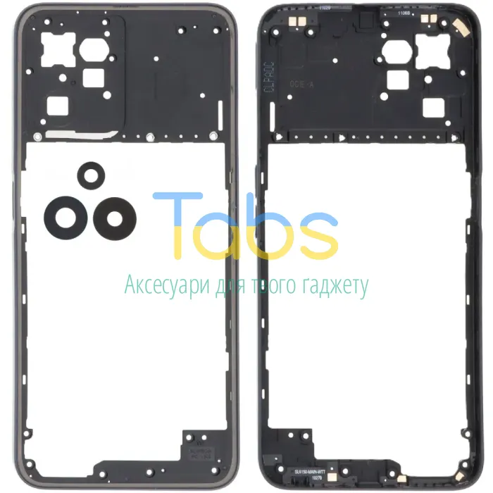 Рамка корпусу Realme C35 RMX3511 (чорна зі склом камери) - зображення 1