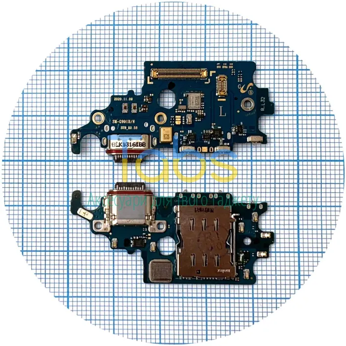 Шлейф Samsung Galaxy S21 5G G991B з роз'ємами зарядки та Sim-карти з мікрофоном (оригінал 100%) - зображення 1