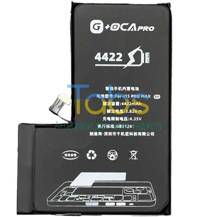 Акумулятор для Apple iPhone 15 Pro Max (4422 mAh) G+OCA Pro - зображення 1