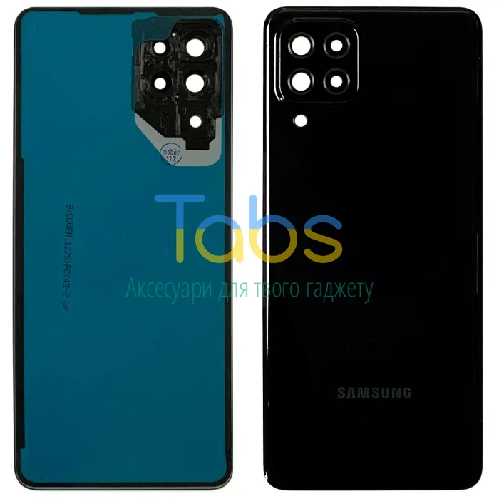 Задня кришка для Samsung Galaxy A22 4G A225F (чорна зі склом камери) Original Quality - зображення 1
