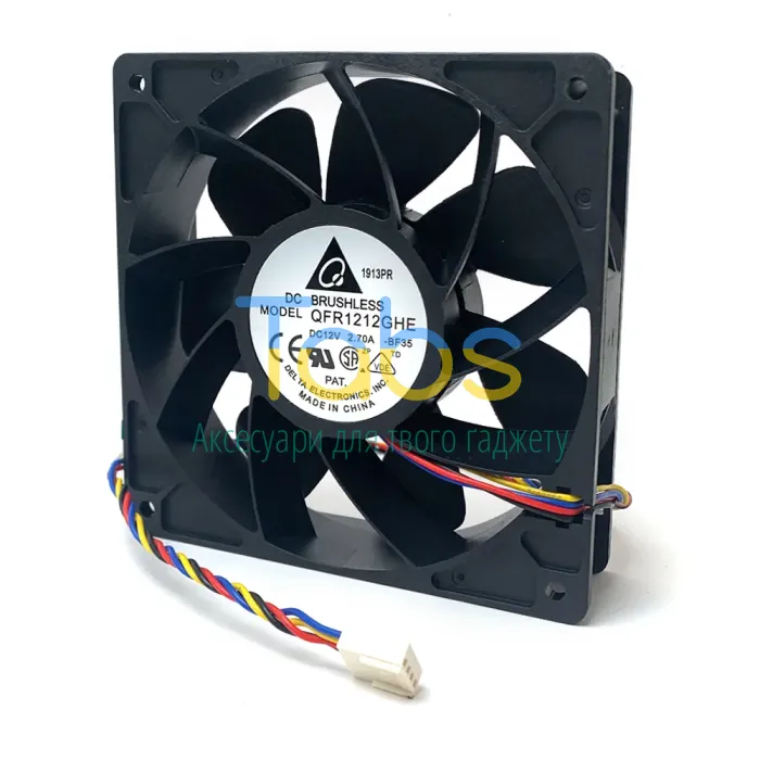 Корпусний вентилятор (кулер для майнера Asic) шнур 30 см, 120*120 мм 6000 об.хв. QFR1212GHE - изображение 1
