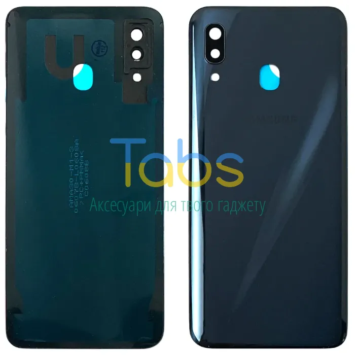 Задня кришка для Samsung Galaxy A30 2019 A305F (чорна зі склом камери) Original Quality - зображення 1