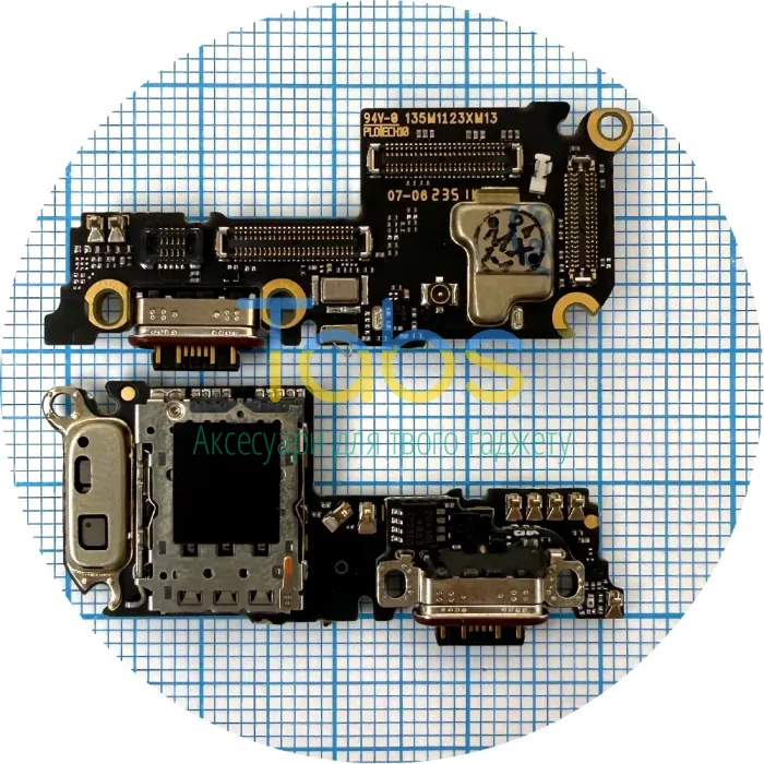 Шлейф Xiaomi 13 з роз'ємами Sim-карти, зарядки та мікрофоном - нижня плата Original Quality - зображення 1