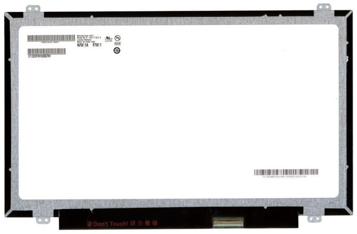 Матриця для ноутбука 14,0", Slim (тонка), 40 pin (знизу праворуч), 1366x768, Світлодіодна (LED), кріплення зверху\знизу, глянсова, AU Optronics (AUO), B140XTN03.6
