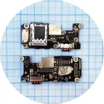 Шлейф Xiaomi Poco F5 Pro з роз'ємами Sim-карти, зарядки та мікрофоном - нижня плата Original Quality