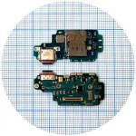 Шлейф Samsung Galaxy S23 Ultra S918B з роз'ємами зарядки та Sim-карти з мікрофоном - нижня плата Original Quality