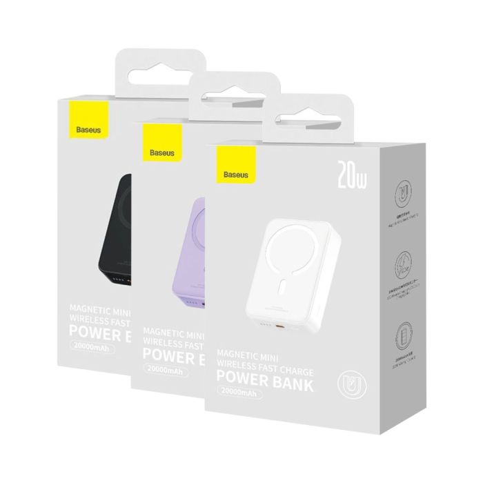 Універсальна Мобільна Батарея Power Bank Baseus Magnetic Mini Wireless Fast Charge 20W 20000 mAh (PPCX1500xx) Колір Бiлий, 02