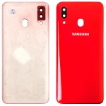 Задня кришка для Samsung Galaxy A20 2019 A205F (червона зі склом камери)