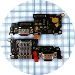 Шлейф Realme 12+ Plus з роз'ємами зарядки, SIM-карти та мікрофоном - нижня плата Original Quality