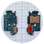Шлейф Samsung Galaxy S24 S921 з роз'ємами Sim-карти, зарядки та мікрофоном - нижня плата (оригінал 100%)