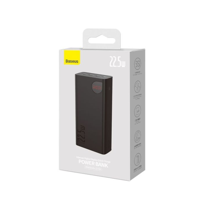 Універсальна Мобільна Батарея Power Bank Baseus Adaman Digital Display Fast Charge 22.5W 40000 mAh (PPAD020101) Колір Чорний