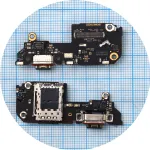 Шлейф Xiaomi 14T з роз'ємами зарядки та Sim-карти з мікрофоном - нижня плата Original Quality