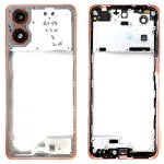 Рамка корпусу Motorola Moto G04 XT2421-2, Moto G04s XT2421-8 (помаранчева зі склом камери)