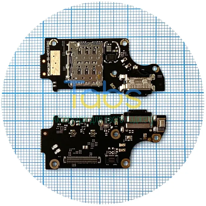 Шлейф Xiaomi Poco F2 Pro, Redmi K30 Pro з роз'ємами зарядки та Sim-карти - нижня плата High Quality - зображення 1