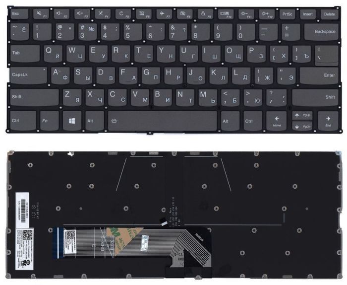 Клавіатура для ноутбука Lenovo Yoga (530-14IKB) Black з підсвічуванням (Light) (No Frame) RU