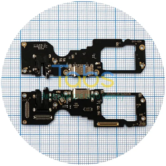 Шлейф Oppo A78 4G CPH2565 з роз'ємами зарядки та навушників з мікрофоном - нижня плата High Quality - зображення 1