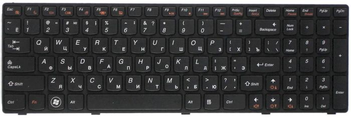 Клавіатура для ноутбука Lenovo IdeaPad (Z560, Z565, G570, G770) Black, (Black Frame), UA