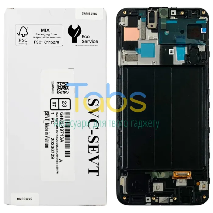 Дисплей для Samsung Galaxy A50 2019 A505F з тачскріном (оригінал 100% Service Pack з рамкою) - изображение 1