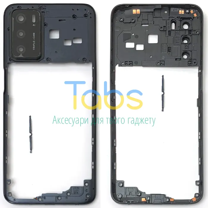 Рамка корпусу Oppo A16, A16s, A54s (чорна зі склом камери) - зображення 1
