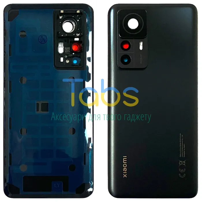 Задня кришка для Xiaomi 12T Pro зі склом камери (чорна Original New) - зображення 1