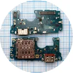 Шлейф Motorola Moto G85 XT2427-3 із роз'ємами зарядки та SIM карти, з мікрофоном - нижня плата High Quality