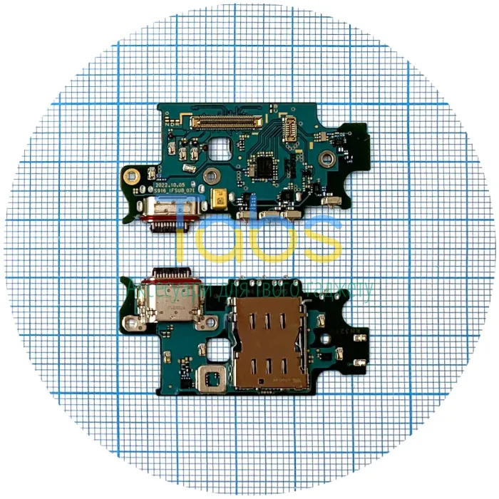 Шлейф для Samsung Galaxy S23+ Plus з роз'ємами зарядки та Sim-карти з мікрофоном - нижня плата (оригінал 100%) - изображение 1