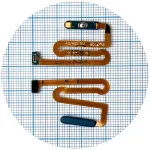Шлейф Samsung Galaxy A12 A125F, Galaxy M12 M127F з кнопкою ввімкнення та сканером відбитка пальця (синій) Original Quality