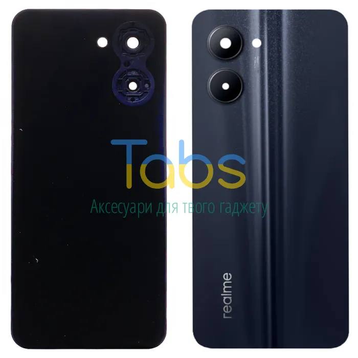Задня кришка для Realme C33 2023 (чорна зі склом камери) Original Quality - зображення 1
