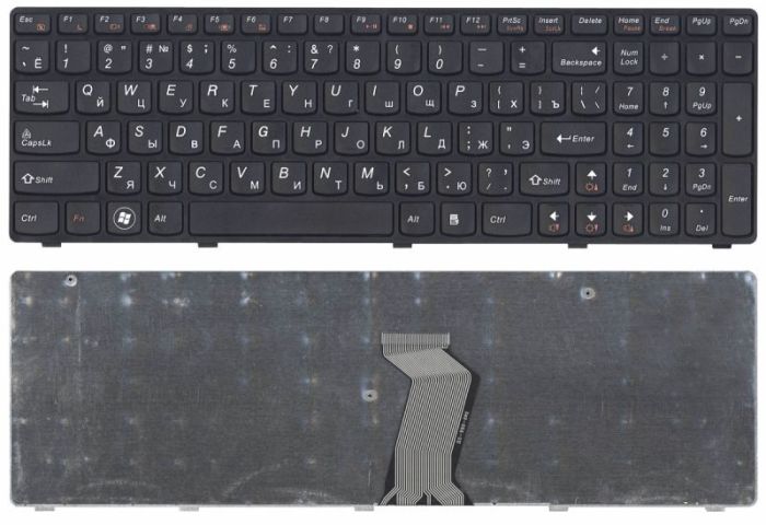 Клавіатура для ноутбука Lenovo IdeaPad G580, G585, Z580, Z585, Z780 Black, (Black Frame), UA