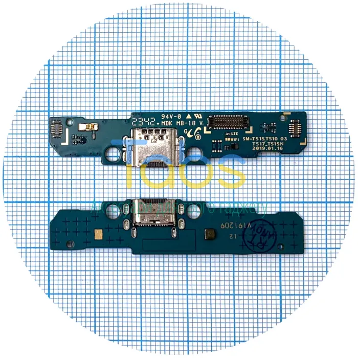 Шлейф для Samsung Galaxy Tab A 10.1 2019 T510 T515 з роз'ємом зарядки - плата Original Quality - зображення 1
