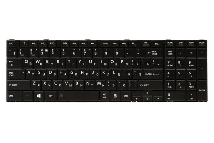 Клавіатура для ноутбука TOSHIBA Satellite C850, C870 Чорна, чорна рамка