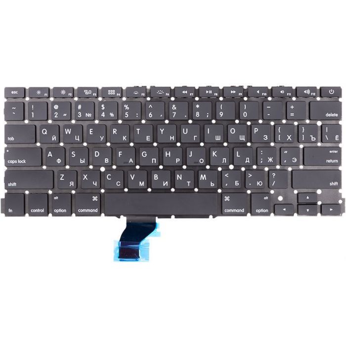 Клавіатура для ноутбука Apple Macbook Pro 13" A1502 Чорна, Без рамки