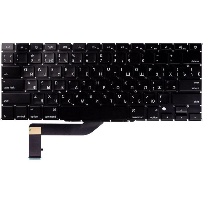 Клавіатура для ноутбука Apple MacBook Pro Retina 15" 1398 Чорна, Без рамки