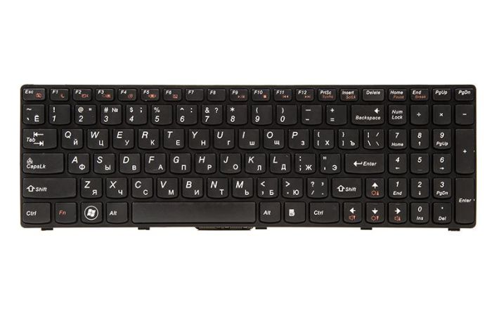 Клавіатура для ноутбука IBM/Lenovo B570, B590, V570 чорний, чорний кадр