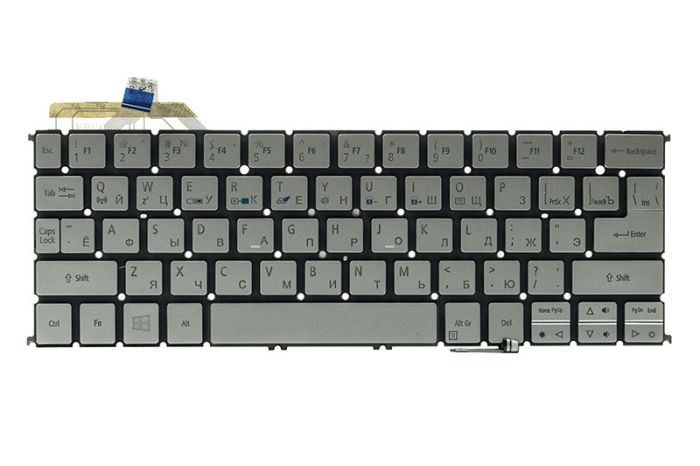 Клавіатура для ноутбука ACER Aspire S7-191 підсвічування клавіш, сріблястий, без фрейму