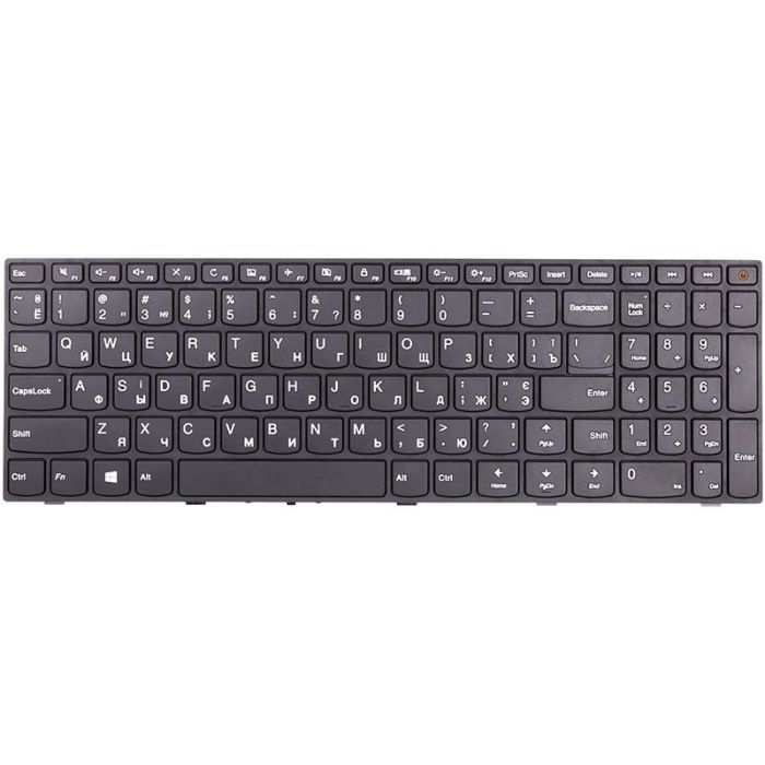Клавіатура для ноутбука Lenovo Ideapad 110-15Isk Чорна, чорна рамка