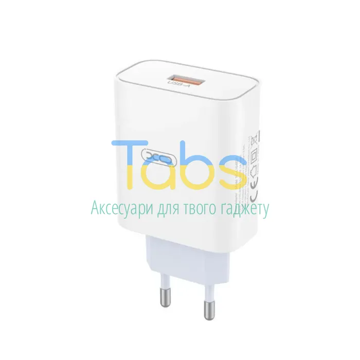 Мережевий зарядний пристрій (адаптер) 2в1 XO L164 1USB, 120W + Data Cable USB to Type-C white - зображення 4
