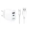 Мережевий зарядний пристрій (адаптер) XO L97 PD, QC3.0, 2.4A Max + Data Cable USB to Micro white