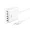 Мережевий зарядний пристрій (адаптер) XO L133 75W GaN (3×USB + 3×PD) зі шнуром 1.5м white