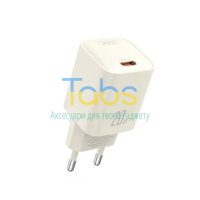 Мережевий зарядний пристрій (адаптер) XO CE07 2xPD, 35W, GaN-Technology white - зображення 1