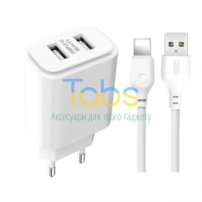 Мережевий зарядний пристрій (адаптер) XO L160 PD_20W + Data Cable Type-C to Lightning white - изображение 3