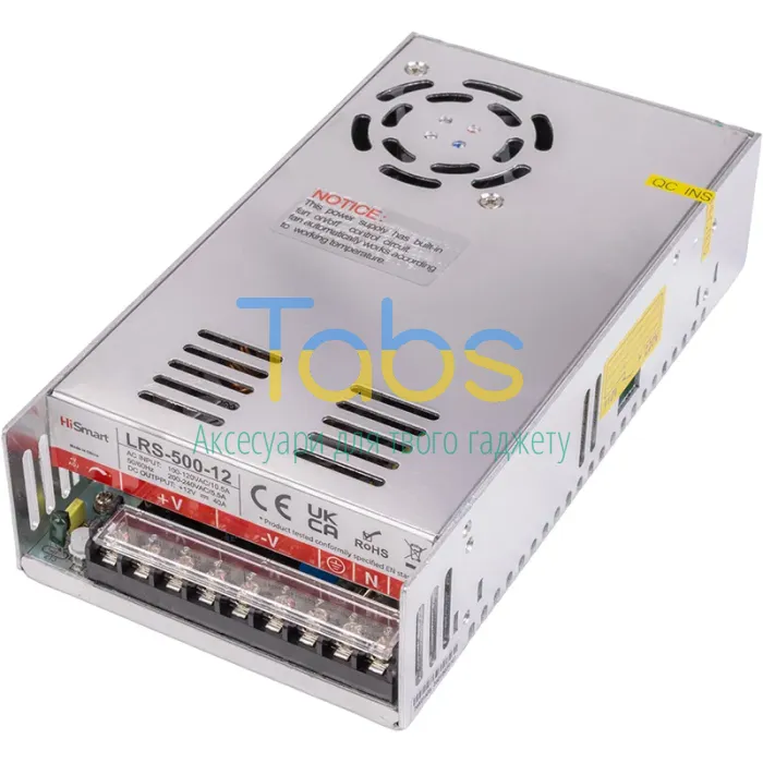 Блок живлення HiSmart 12V, 40A, 500W - зображення 1