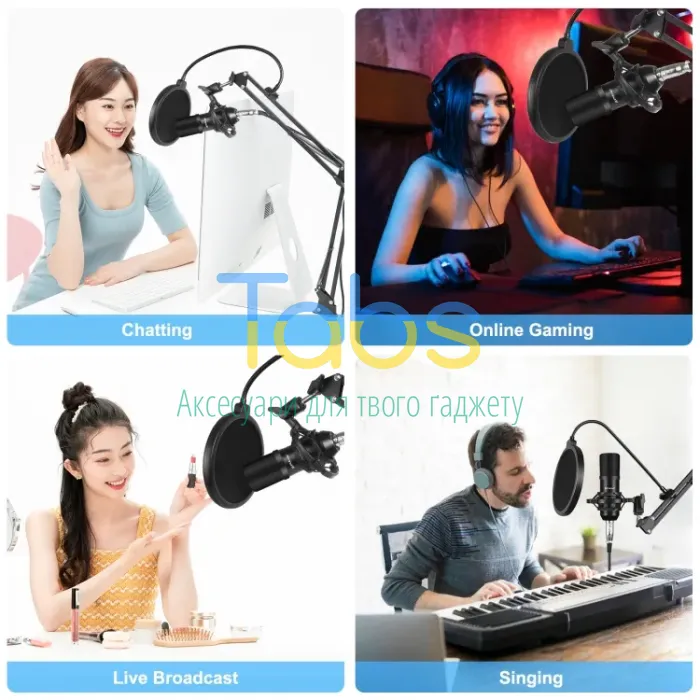 Професійний комплект мікрофону для співу PULUZ PU612B Studio Broadcast з підвісним ножичним кронштейном, металевим амортизатором та USB-звуковою картою - зображення 7