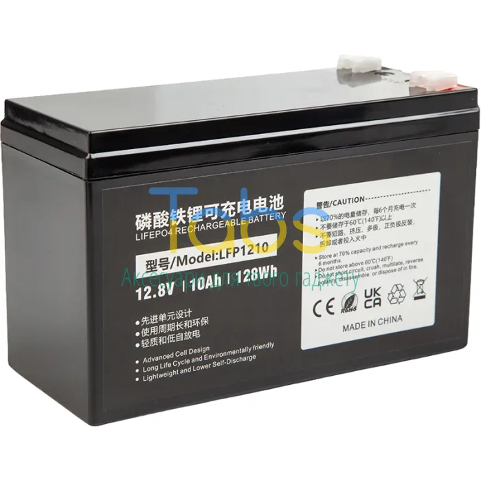 Акумулятор LiFePO4 PowerPlant 12V, 10Ah, T2, T1 - зображення 1