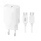 Мережевий зарядний пристрій (адаптер) XO L160 PD_20W + Data Cable Type-C to Type-C white